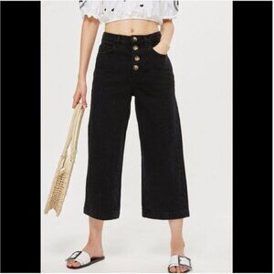 TOPSHOP MOTO Wide Leg Button Front Cropped Jeans